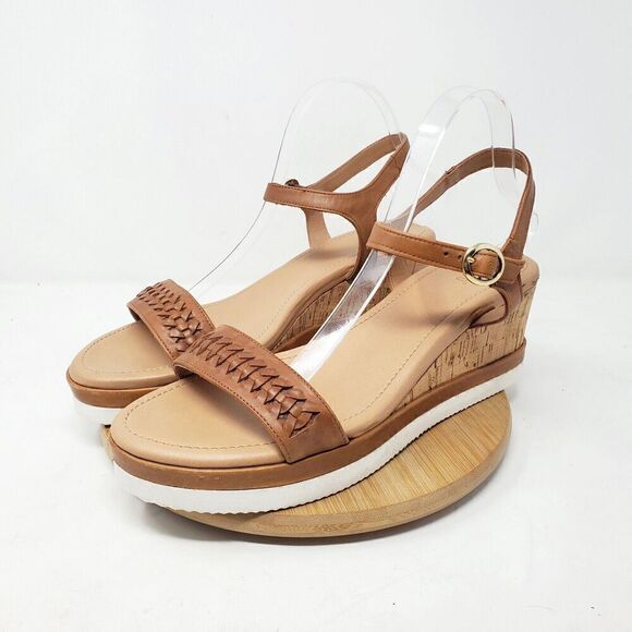 Crevo Sandals Womens 11 Vana Wedge Heel Platform Brown Leather Ankle Strap Shoes - Picture 5 of 15